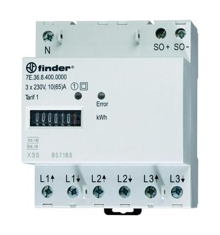 Finder Mechanische groene teller 65A driefasig 4-polig
