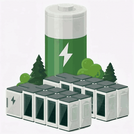 Animation - batterie de stockage BESS et modules Ecostal